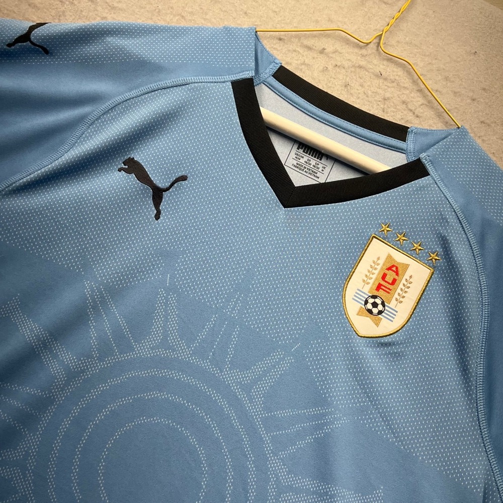 Puma Uruguay National Team Soccer Jersey Mens Medium Blue AUF Sun Graphic 752832